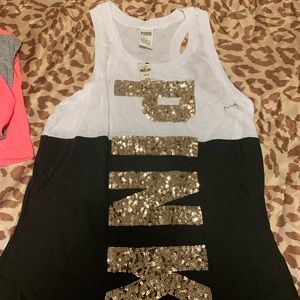 NWT Victoria Secret PINK Bling Tee Size Medium